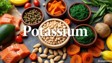 A visually appealing arrangement of potassium-rich fruits and vegetables.