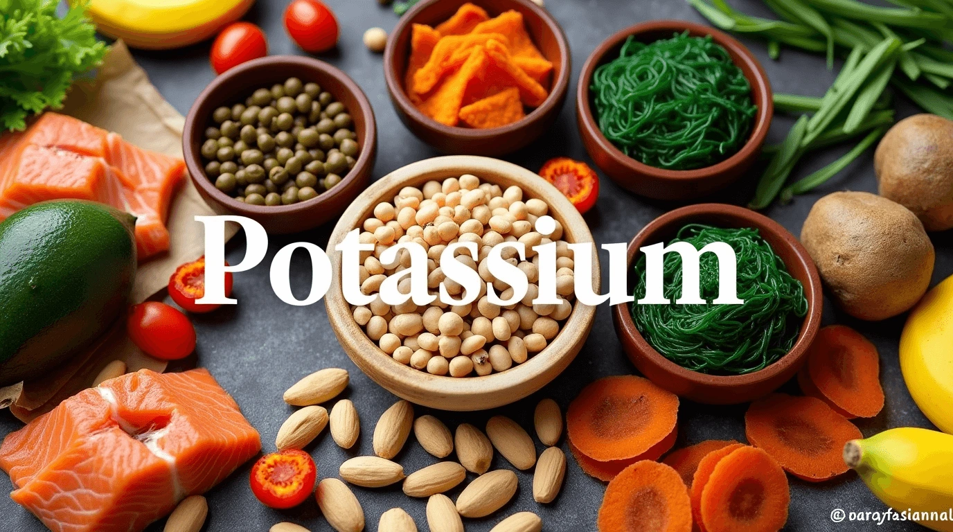 A visually appealing arrangement of potassium-rich fruits and vegetables.