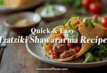 Shawarma served with creamy tzatziki, fresh salad, and warm pita bread.
