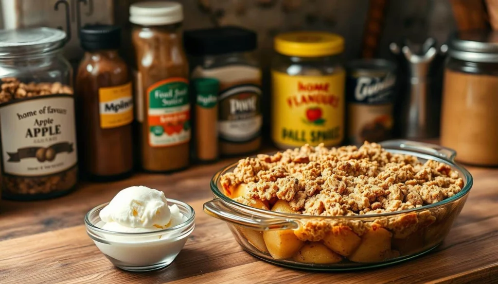 Apple Crisp with Ice Cream Ready to Enjoy