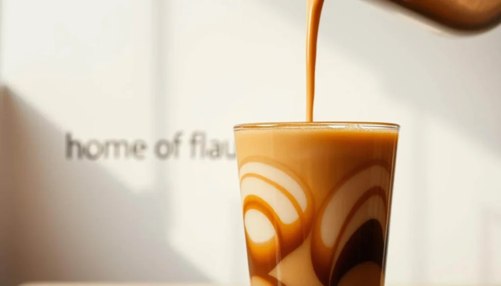 Blending Cream into Americano Coffee with a Spoon