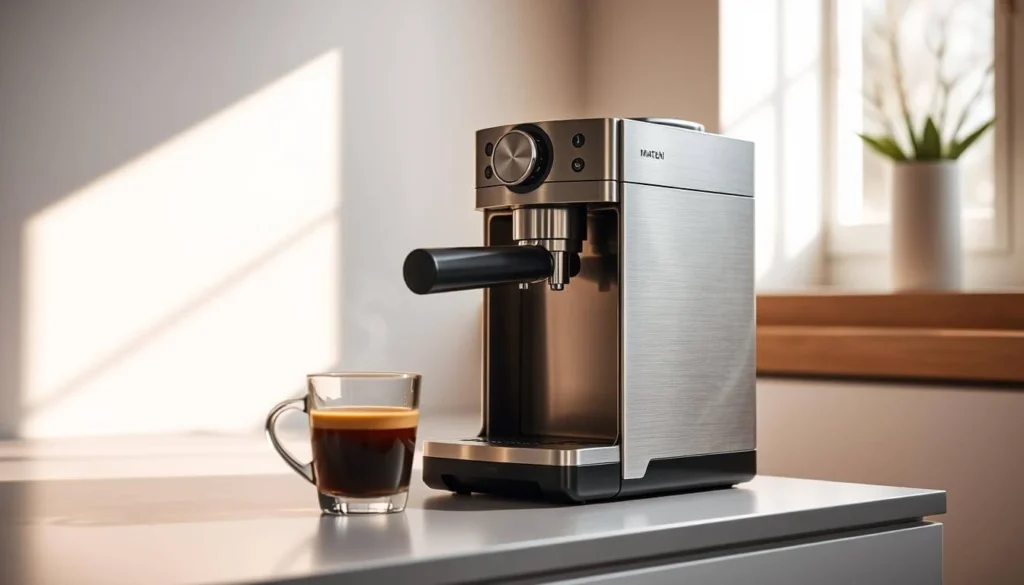 Compact small coffee maker in a modern kitchen