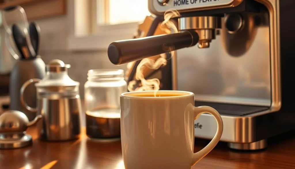 Barista pulling a shot of espresso for Americano